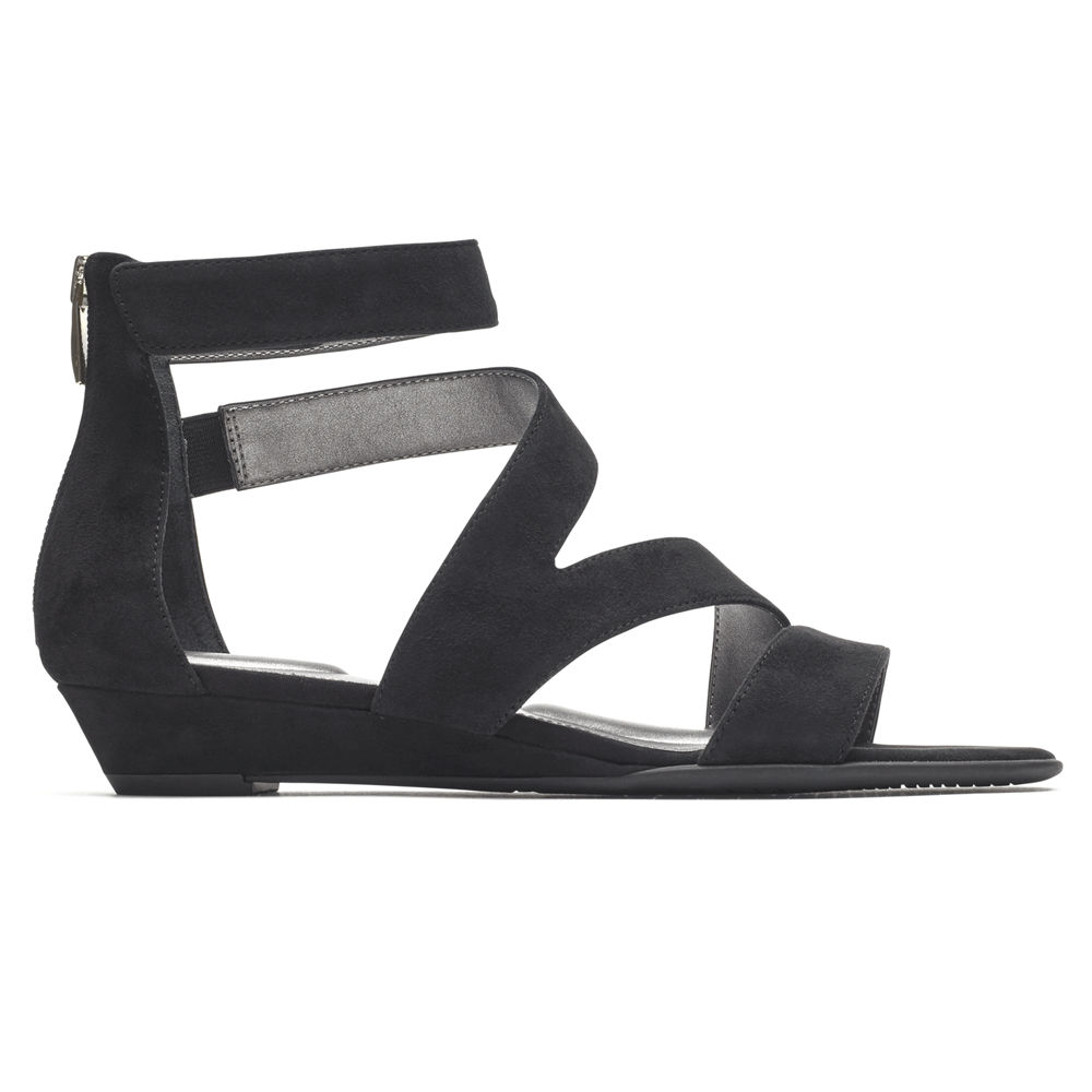 Sandalias Rockport Mujer Mexico - Total Motion Zandra Strappy Negros - SYUAC9103